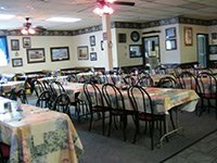 Tables chairs and paintings